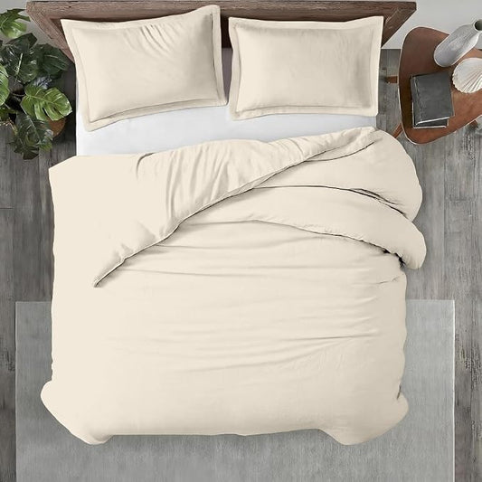 Kotton Culture 1 Pc Duvet Cover Queen Size/Full Size-100% Egyptian Cotton 600 Thread Count Ultra Soft Premium Durable Comforter Cover Zipper Closure & Corner Ties- (Ivory, 90" X 90")