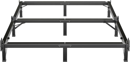 MAF Metal Bed Frame Queen 8 Inches, 9-Legs Support Bed Base, Queen Bed Frame for Box Spring and Mattress, Basics Bed Frame Headboard Attachable Tool-Free Easy Assembly, Black