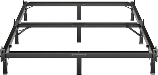 MAF Metal Bed Frame Cal King 8 Inches, 9-Legs Support Bed Base, California King Bed Frame for Box Spring and Mattress, Basics Bed Frame Headboard Attachable Tool-Free Easy Assembly, Black