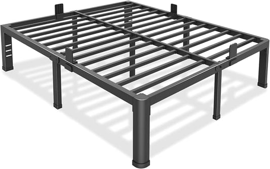 Bilily 14 Inch Full Size Bed Frame Metal Platform with Round Corner Legs,3500 LBS Heavy Duty Steel Slats Support,Headboard Holes,No Box Spring Needed,Easy Assembly,Mattress Retainer,Underbed Storage