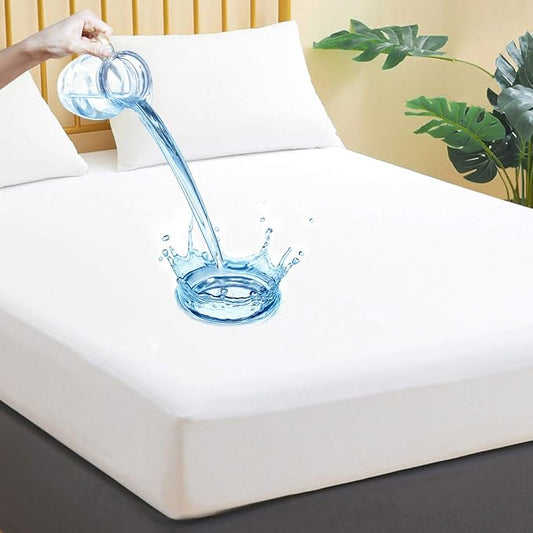 1 Pack Twin Size Waterproof Mattress Protector, Breathable Mattress Cover, Fitted Deep Pocket Mattress Pad Cover Stretches up to 21 Inches, Soft Noiseless Bed Cover