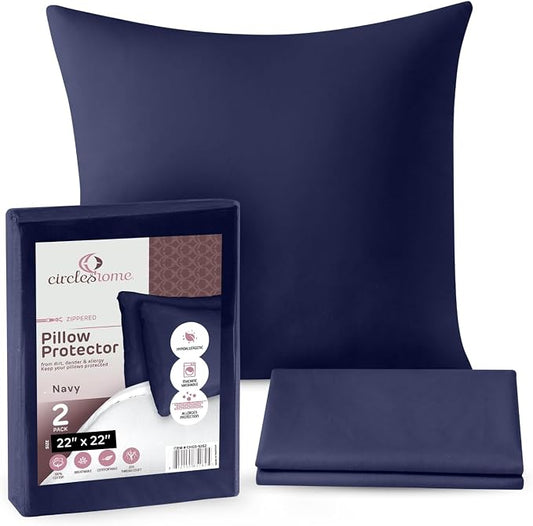 CIRCLESHOME Throw Pillow Protectors - 100% Cotton Breathable Pillowcases - 22 X 22 Square Pillowcases - Protects Pillows from Dirt, Dust and Debris (Square Pillow - 4 Pack- 22x22)