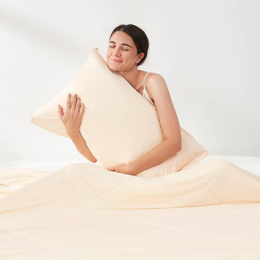 Cozy Bliss Cooling Pillow Cases for Hot Sleepers, Q-Max>0.45, King Size Set of 2, Soft & Silky Pillow Covers with Envelope Closure,Gift, Yellow, 20x36 Inches