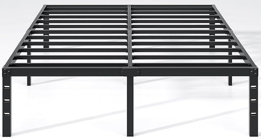 NEW JETO Metal Bed Frame,Full Size Bed Frame with Storage Space,Heavy Duty Sturdy Mattress Foundation,Easy Assembly,No Box Spring Needed, Black,14 Inch,Full