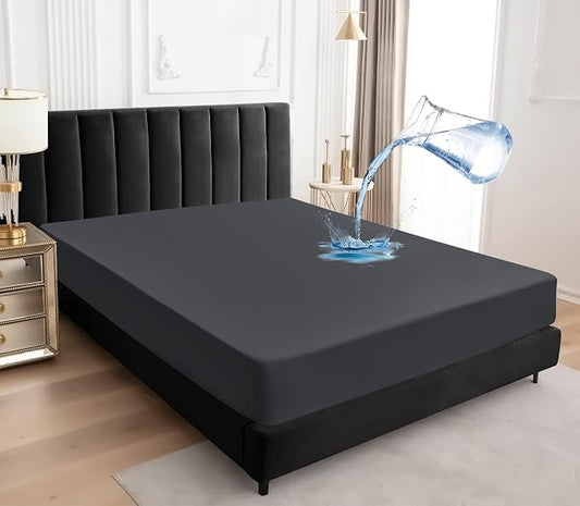 Sufdari Twin XL Mattress Protector,Waterproof Mattress Protector,Fitted Sheet Style Mattress Cover with 18" Deep Pocket,Washable and Comfortable-Deep Gray,Twin XL