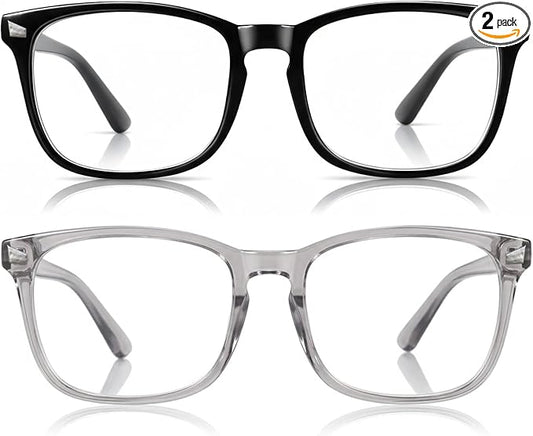 2 Packs Professional Sleep Glasses with 97.6% Blue Light Blocking Dual AR Coatings Clear Lens, Computer Gaming Glasses for Men Women, Anti Fatigue & Eye Strain