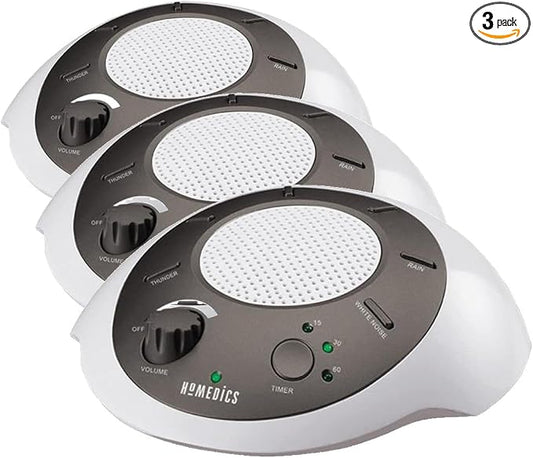 Homedics SoundSleep White Noise Sound Machine, Gold, Small Travel Sound Machine with 6 Relaxing Nature Sounds, Portable Sound Therapy for Home, Office, Nursery, Auto-Off Timer, by Homedics (Pack of 3)