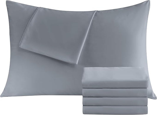 Pillowcases Standard 4 Pack, 20x26 Pillow Cases with Envelope Closure, Soft Plain Brushed Microfiber Covers Breathable Wrinkle-Resistant, Gray