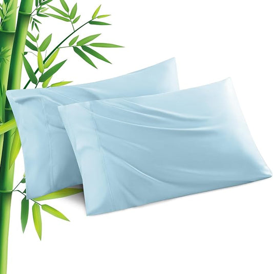 Pillowcases Queen Size 2 Pack, Cooling Viscose from Bamboo Pillow Cases with Envelope Closure, Cool & Breathable Pillow Cover for Hot Sleepers and Night Sweats, 20" x 30"