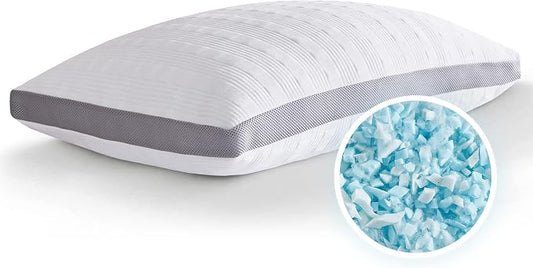 Meoflaw Cooling King Size Bed Pillows, Shredded Memory Foam Support for Back & Side Sleepers, Adjustable with Washable Removable Cover
