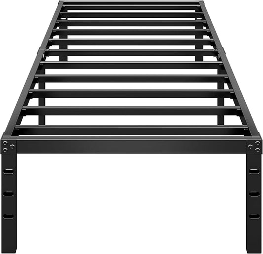 HLIPHA Metal Platform Bed Frame 14 Inch Tall,No Box Spring Needed,Twin Size Bed with Heavy Duty Strong Support Slats,Easy to Assemble,Black