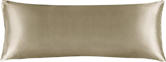 BEDELITE Satin Body Pillow Cover, Super Soft and Cooling Body Pillow Pillowcase for Hair and Skin, Breathable Silky Full Long Pillowcase Cover(20"x54", Taupe)