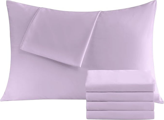 Pillowcases King 4 Pack, 20x36 Pillow Cases with Envelope Closure, Soft Plain Brushed Microfiber Covers Breathable Wrinkle-Resistant, Lavender