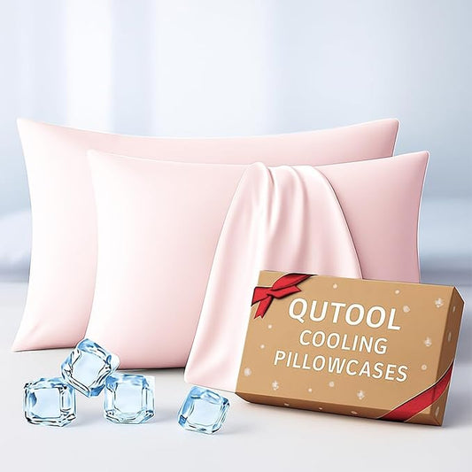 Premium Cooling Pillowcases Queen Size Set of 2 for Hot Sleeper & Night Sweats Beauty Sleep Reduces Wrinkles & Frizz Softer Than Silk Pillow Cover Oeko-TEX Certified Pink Breathable