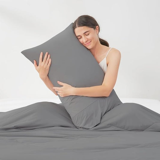 Cozy Bliss Cooling Pillow Cases for Hot Sleepers, Q-Max>0.45, King Size Set of 2, Soft & Silky Pillow Covers with Envelope Closure,Gift, Dark Gray, 20x36 Inches