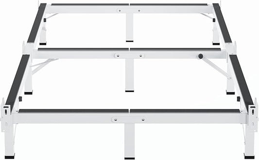 MAF Metal Bed Frame Twin, 9-Legs Support Bed Base, 8 Inches Twin Bed Frame for Box Spring and Mattress, Basics Bed Frame Headboard Attachable Tool-Free Easy Assembly, White
