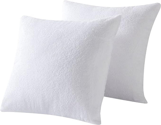 Kingnex Waterproof Feather Proof Euro Pillow Protectors with Zipper 26x26 Pack of 2 Bamboo Viscose Terry Square Pillow Covers for European Pillow