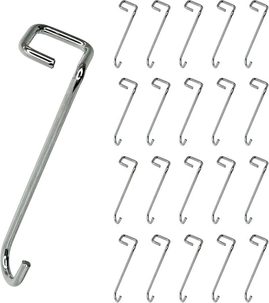20 Pack Silver Square-Head Hanger Connectors, 3.15’’ Long Metal Clothes Hanger Hooks Extender Clips for Suits Jackets Pants Ties Heavy Duty Closet Organizer for Wardrobe & Clothing Stores