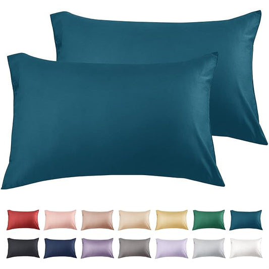 Warmstar Cotton Pillow Cases Queen Size Set of 2, 600 Thread Count Pillowcases 20x30 Inches, Soft Long Staple Cotton Pillowcases Breathable with Envelope Closure,Dark Teal
