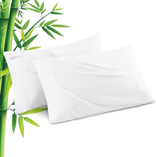 Pillowcases Queen Size 2 Pack, Cooling Viscose from Bamboo Pillow Cases with Envelope Closure, Cool & Breathable Pillow Cover for Hot Sleepers and Night Sweats, 20" x 30"