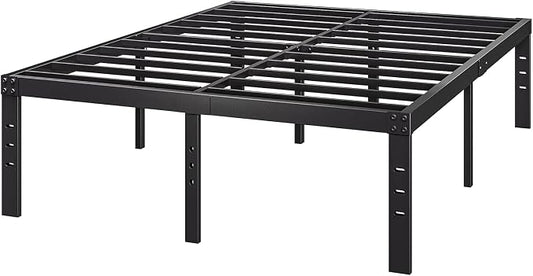 18-Inch King-Bed-Frame, Heavy Duty Tall Black Platform-Bed Frames No Box Spring Needed, Easy Assembly, Under Bed Storage, Noise Free Mattress-Foundation Support up to 2000Lbs