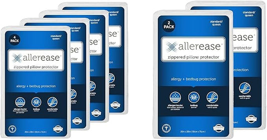 Set of 4 King AllerEase Pillow Protectors - Moisture Wicking, Advanced Allergy Protection & Set of 2 King AllerEase Pillow Protectors - Moisture Wicking, Advanced Allergy Protection