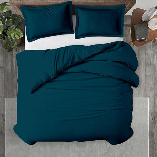 Kotton Culture 3 Pc 120" x 98" Duvet Cover Set Oversized King 100% Egyptian Cotton - 600 Thread Count Comforter Cover, Zipper Closure & Corner Ties - Fits Large King Inserts - Green Teal