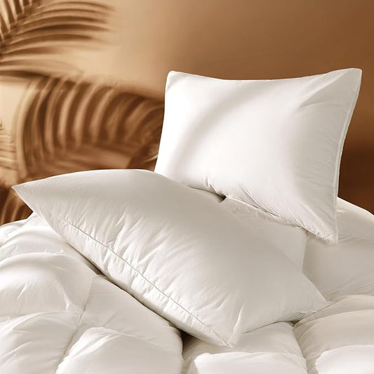Luxury Canadian White Goose Down Pillow Standard Size Set of 2, 750+ Fill Power, 800 TC Cotton Shell, Soft Down Pillows for Sleeping, Hotel Collection Pillow for Neck Pain Relief (2 Pack, 20"x26")