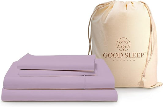 Good Sleep Bedding Full Size Bed Sheets, 4 Piece, 100% Egyptian Cotton Full Size Sheet & Pillowcase Sets, Sateen Weave, Ultra-Soft Hotel Sheets, 16" Deep Pocket Bedsheets - Lavender