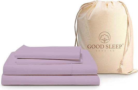 Good Sleep Bedding Cal King Sheet Set, 4 Piece, 100% Egyptian Cotton Sheets California King, Sateen Weave Bed Sheet, Ultra-Soft, 16" California King Sheets Deep Pockets - Lavender