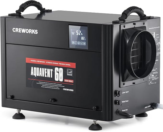CREWORKS 130 PPD Crawl Space Dehumidifier, Commercial Dehumidifier for Basement with Built-in Drain Hose, Crawl Space Dehumidification with Auto Defrost & Detachable Display Panel