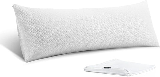 Rainmr Extra Firm Body Pillow 1.5cm Cubies Memory Foam – Pain Relief & Sleeping & Supportive – with Cooling Cover Hug Pillows 20 x 54 inches