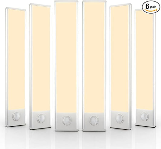 6 Pack Under Cabinet Lights Wireless, 40 LED Motion Sensor Light Indoor Rechargeable Magnetic Closet Lights Battery Operated, Under Counter Lights for Kitchen, Wardrobe, Stairs, Warm Light