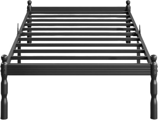 ZIYOO Twin Size Bed Frame with Mattress Slide Stopper, 14 Inches Heavy Duty Sturdy Platform with Vintage Style, Anti-Slip Design, Easy Assembly, No Box Spring Needed