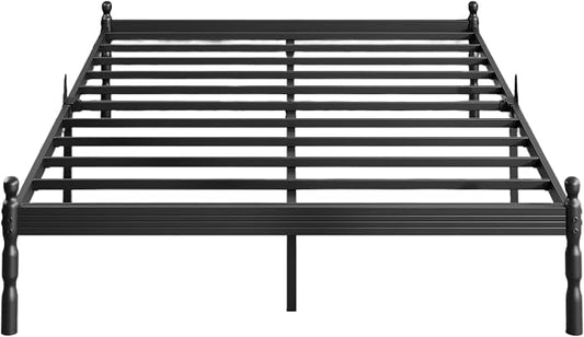 ZIYOO 14 inch Full Bed Frames with Mattress Slide Stopper, Vintage Style, 1500LBS Heavy Duty Steel Slats, Prevent Mattress from Sliding, No Box Spring Needed, Platform Noise-Free