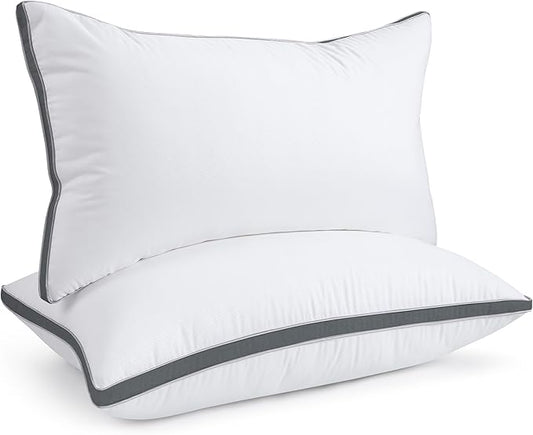 viewstar Bed Pillows King Sizes Set of 2, Hotel Quality Cooling Down Alternative Gusseted Pillows for Side, Back, or Stomach Sleepers, Dark Grey