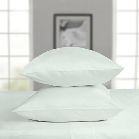 Threadmill Pillow Cases Standard Size | 1200 Thread Count 100% Supima Cotton Pillow Covers, Luxury Smooth Solid Sateen, Seaglass