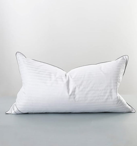 Goose Feather Down Pillow for Sleeping, 100% Cotton Cover King (20X36IN) Bed Pillow Stripe White 1 Pack