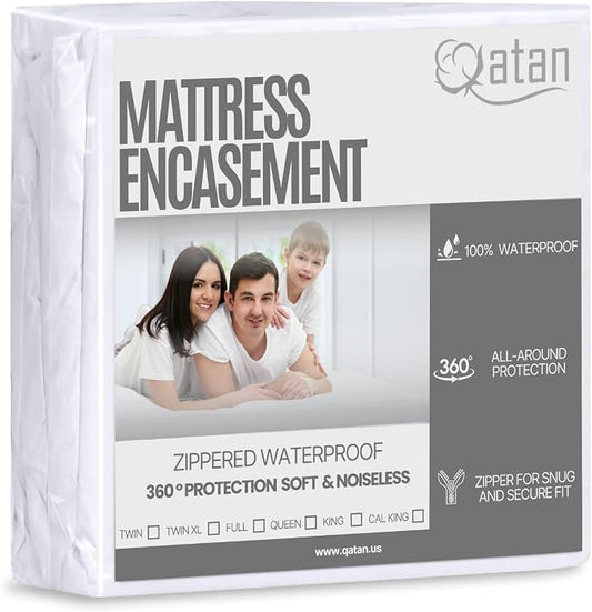 Cal King Mattress Protector Encasement with Zipper – Waterproof Mattress Protector Cal King Size – Soft, Breathable & Noiseless Zippered Mattress Cover – Fits Up to 15”