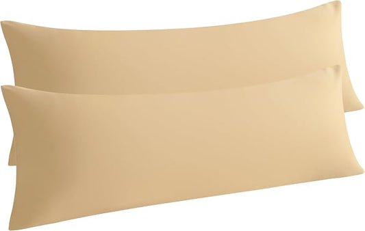 NTBAY 2 Pack Body Pillowcase, 20x54 inches, Light Taupe, Soft, Wrinkle, Fade Resistant, Envelope Closure, Microfiber, 2 Pillowcases, Set of 2