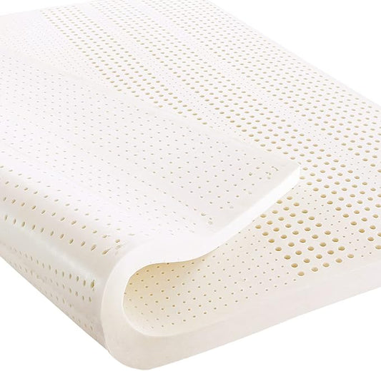 Talatex Natural Latex Mattress Topper, Premium Latex with Organic Mattress Cover, Medium Firmness Help Relief Shoulder & Back Pain (White, California King, 2, Inches)