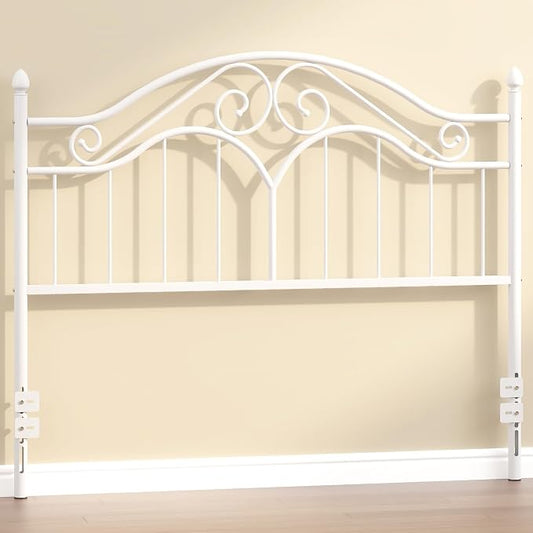 Elephance Headboard for Queen Size Bed Frame, Vintage Platform Bed Metal Headboard Only, Height Adjustable, Sturdy and Stable, Queen Size, Easy Assembly,White
