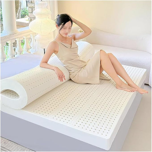 Natural Latex Mattress Topper, Organic Cotton Cover No Memory Foam Chemicals Single Double Hotel Mattress Family King Queen Twin Full Size -1/2/3/4/ 6 Inch,6in,90x190cm(35x75in)