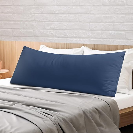 100% Egyptian Cotton Body Pillow Cover Long Pillow Case, 600 Thread Count Bed Pillow Protector with Zipper, Sateen Weave Cooling Full Body Pillowcase for Adults 20x54 Inches (1PC,Body, Navy Blue)