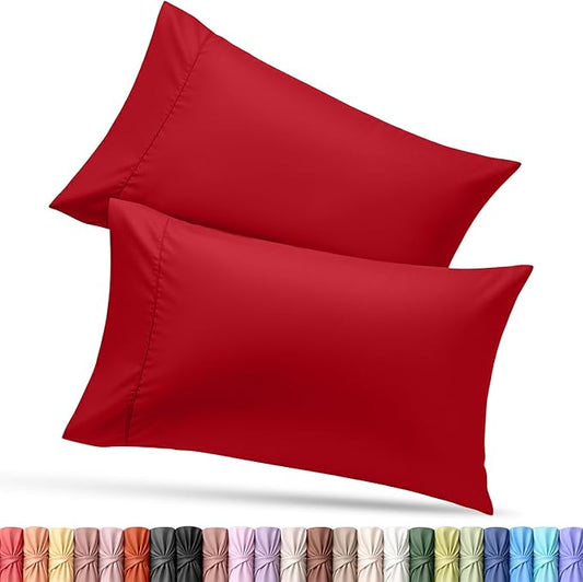 Utopia Bedding Standard Pillow Cases - 2 Pack - Envelope Closure - Soft Brushed Microfiber Fabric - Shrinkage and Fade Resistant Pillow Covers Standard Size 20 X 26 Inches (Standard, Red)