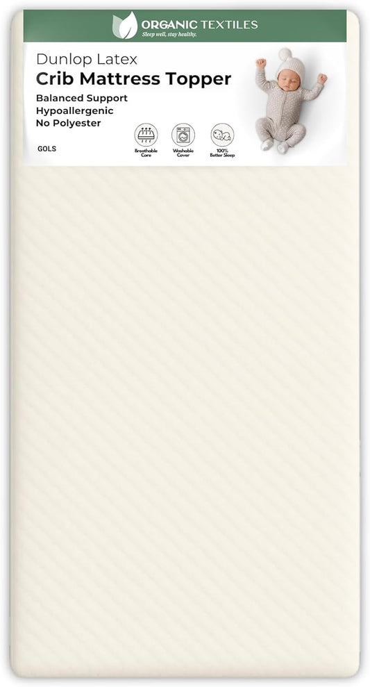 ORGANIC TEXTILES Dual Zone (Firm/Soft) GOLS Certified Latex Mattress Topper for Baby with GOTS Certified Tencel Cover - 2" Mini Sleeper (31"x18")