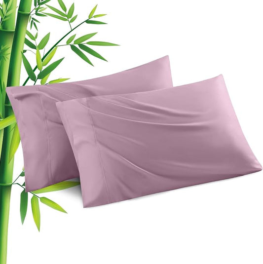 Pillowcases Standard Size 2 Pack, Cooling Viscose Pillow Cases with Envelope Closure, Cool & Breathable Pillow Cover for Hot Sleepers and Night Sweats, 20" x 26"