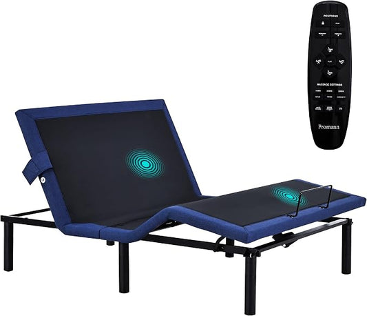 Fromann Adjustable Bed Frame Queen with Wireless Remote and USB Ports, Zero Gravity, Massage, Head and Foot Incline, Under-Bed Lights, Anti-Snore