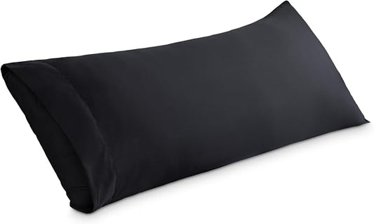Bare Home Microfiber Body Pillow Cover - Ultra Soft & Cooling - Double Brushed - Envelope Closure - Easy Care (20''x54'' Body Pillow Cover, Black)