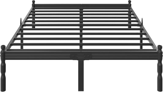 ZIYOO 18 inch Metal Queen Bed Frame with Vintage Style, Mattress Slide Stopper, 1500LBS Heavy Duty Steel Slats, No Box Spring Needed, Platform Noise-Free, Easy Assembly
